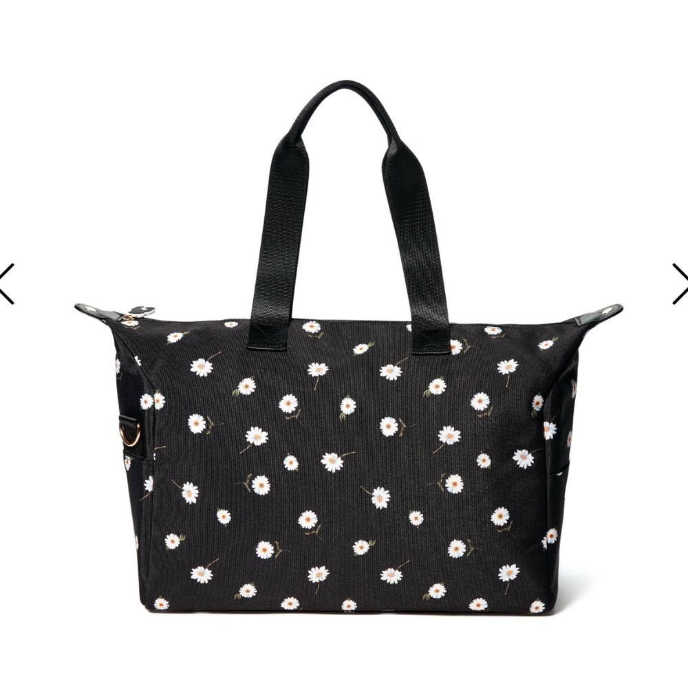 Alice + Olivia Black Daisy Tote with White Floral Print